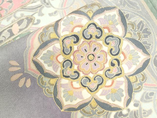 平和屋着物●訪問着　駒刺繍　花鳥唐草文　暈し染め　金彩　正絹　逸品　CABI2464yc