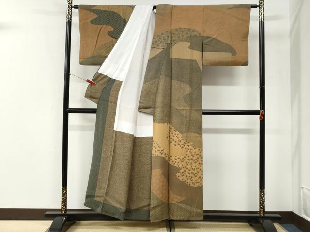 平和屋着物●小紋師　鷲津芳雄　訪問着　江戸小紋　竜田川吉祥花蝶文　正絹　逸品　CABI2467yc