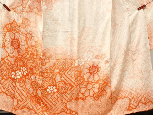 平和屋着物●豪華振袖　総絞り　草花文　暈し染め　正絹　逸品　CABI2468yc