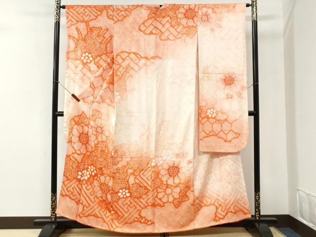 平和屋着物●豪華振袖　総絞り　草花文　暈し染め　正絹　逸品　CABI2468yc
