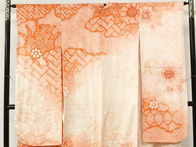 平和屋着物●豪華振袖　総絞り　草花文　暈し染め　正絹　逸品　CABI2468yc