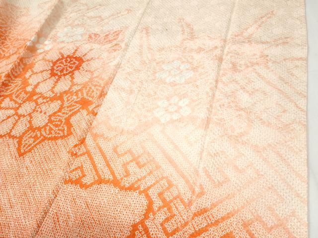 平和屋着物●豪華振袖　総絞り　草花文　暈し染め　正絹　逸品　CABI2468yc
