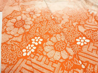 平和屋着物●豪華振袖　総絞り　草花文　暈し染め　正絹　逸品　CABI2468yc