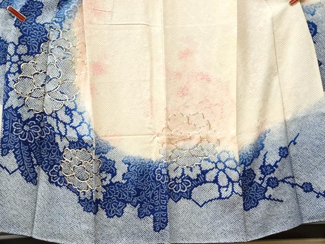 平和屋着物●豪華振袖　駒刺繍　絞り　牡丹花文　暈し染め　正絹　逸品　CABI2470yc