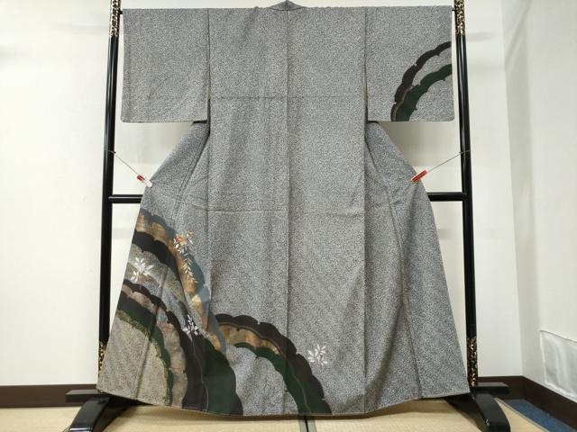 平和屋着物●訪問着　刺繍　雪輪枝花文　たたき染め　金彩　正絹　逸品　未使用　CABI2471yc