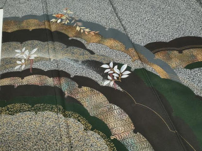 平和屋着物●訪問着　刺繍　雪輪枝花文　たたき染め　金彩　正絹　逸品　未使用　CABI2471yc