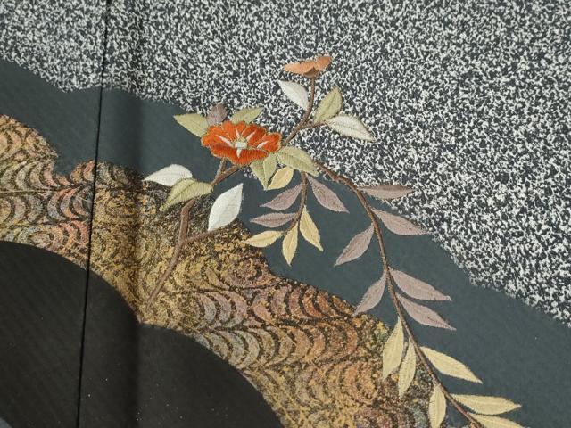平和屋着物●訪問着　刺繍　雪輪枝花文　たたき染め　金彩　正絹　逸品　未使用　CABI2471yc