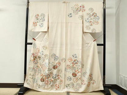 平和屋着物●訪問着　草花丸文　金彩　正絹　逸品　CABI2482yc