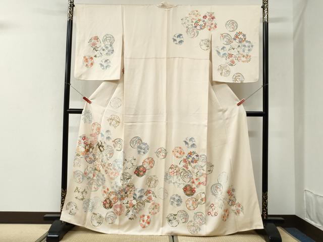 平和屋着物●訪問着　草花丸文　金彩　正絹　逸品　CABI2482yc