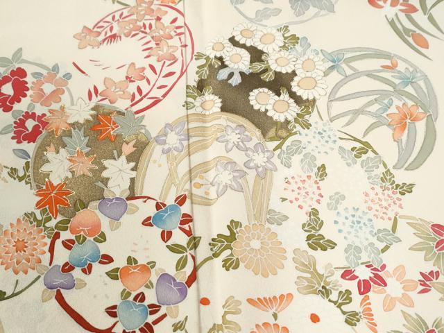 平和屋着物●訪問着　草花丸文　金彩　正絹　逸品　CABI2482yc