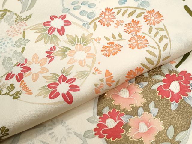 平和屋着物●訪問着　草花丸文　金彩　正絹　逸品　CABI2482yc