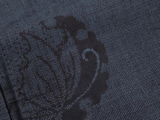 平和屋着物●結城紬　100亀甲　雪輪舞蝶文　正絹　逸品　CABI2483yc