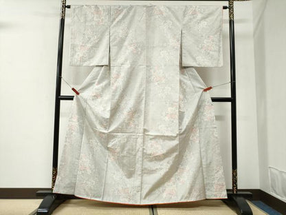 平和屋着物●本場大島紬　白大島　100亀甲　枝花文　正絹　逸品　CABI2488yc