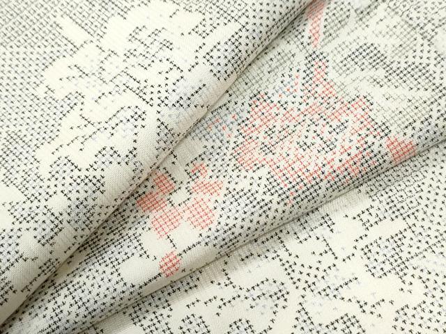 平和屋着物●本場大島紬　白大島　100亀甲　枝花文　正絹　逸品　CABI2488yc