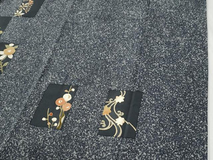 平和屋着物●訪問着　色紙草花文　たたき染め　金彩　三越扱い　正絹　逸品　CABI2490yc