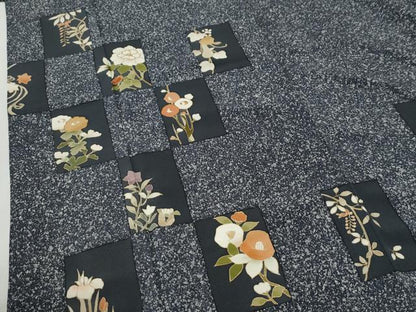 平和屋着物●訪問着　色紙草花文　たたき染め　金彩　三越扱い　正絹　逸品　CABI2490yc