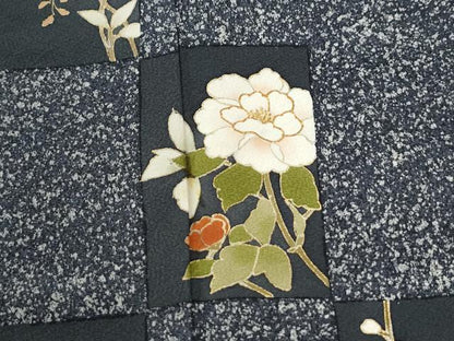 平和屋着物●訪問着　色紙草花文　たたき染め　金彩　三越扱い　正絹　逸品　CABI2490yc