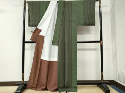 平和屋着物●上質な小紋　縞　舞桜文　正絹　逸品　未使用　CABI2493yc