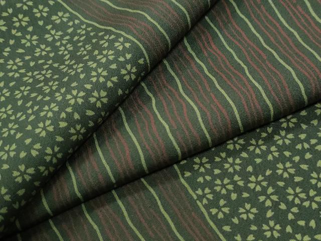 平和屋着物●上質な小紋　縞　舞桜文　正絹　逸品　未使用　CABI2493yc