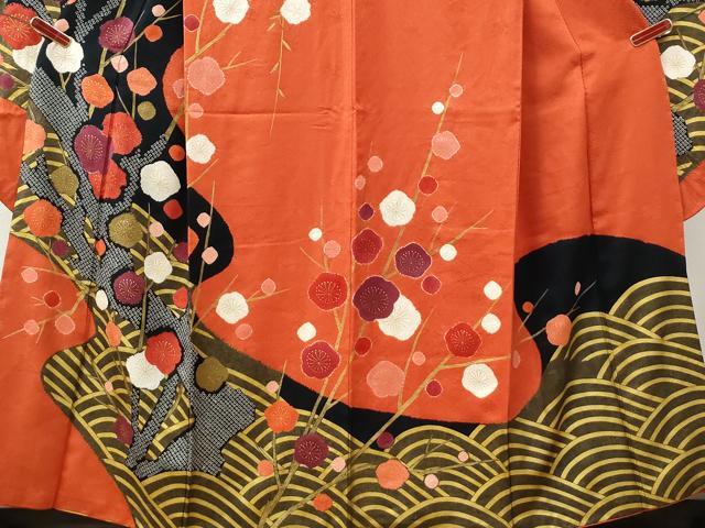 平和屋着物●豪華振袖　枝梅文　金彩　正絹　逸品　CABI2494yc