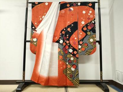 平和屋着物●豪華振袖　枝梅文　金彩　正絹　逸品　CABI2494yc