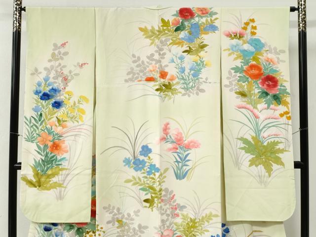 平和屋着物●豪華振袖　友禅　作家物　草花文　暈し染め　金彩　正絹　逸品　CABI2495yc