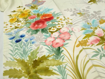平和屋着物●豪華振袖　友禅　作家物　草花文　暈し染め　金彩　正絹　逸品　CABI2495yc
