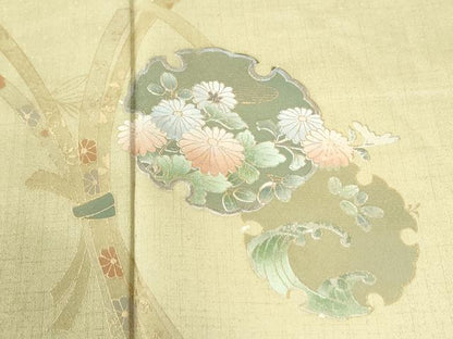 平和屋着物●訪問着　束ね熨斗雪輪花唐草文　暈し染め　金彩　正絹　逸品　CABI2497yc
