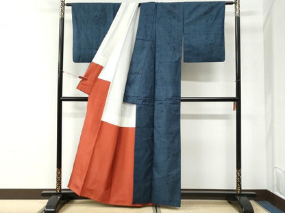 平和屋着物●本場大島紬　9マルキ　枝花文　正絹　逸品　CABI2500yc