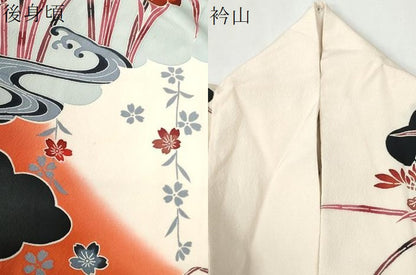 平和屋着物●豪華振袖　型染め　松竹梅菊牡丹花文　暈し染め　正絹　逸品　CABI2501yc