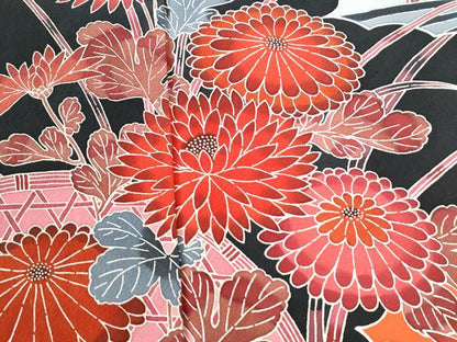 平和屋着物●豪華振袖　型染め　松竹梅菊牡丹花文　暈し染め　正絹　逸品　CABI2501yc
