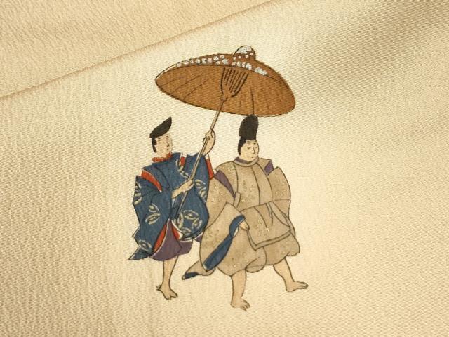 平和屋着物●友禅師・京の名工・伝統工芸士・樽本伊勢蔵　訪問着　手描き　人物風景文　暈し染め　正絹　逸品　CABI2502yc