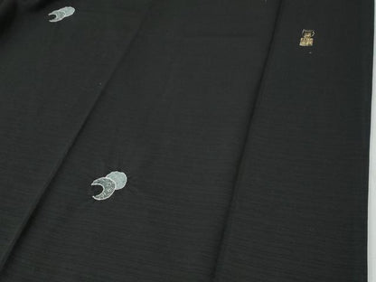 平和屋着物●野村一峰　訪問着　紬地　兎　三日月　蛍暈し　黒地　正絹　逸品　CABI2506yc