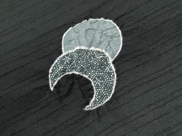 平和屋着物●野村一峰　訪問着　紬地　兎　三日月　蛍暈し　黒地　正絹　逸品　CABI2506yc
