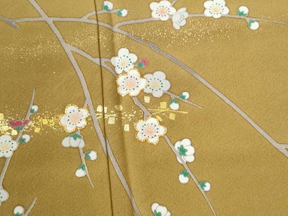 平和屋着物●訪問着　駒刺繍　流水枝梅草花文　暈し染め　金彩　正絹　逸品　CABI2507yc