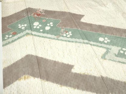平和屋着物●中国三大刺繍　相良刺繍　訪問着　杢目絞り　花籠文　正絹　逸品　CABI2508yc
