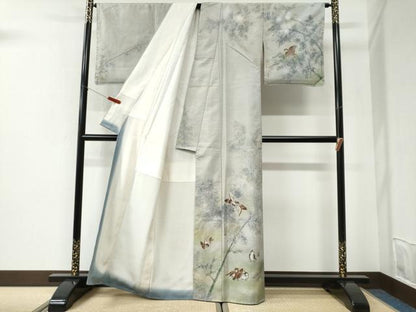 平和屋着物●本場大島紬　訪問着　作家物　手描き　100亀甲　総詰め　雀　草木文　正絹　逸品　CABI2509yc