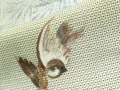 平和屋着物●本場大島紬　訪問着　作家物　手描き　100亀甲　総詰め　雀　草木文　正絹　逸品　CABI2509yc