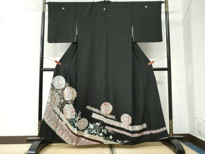 平和屋着物●豪華黒留袖　鳳凰更紗花唐草文　金銀彩　正絹　逸品　CABI2510yc