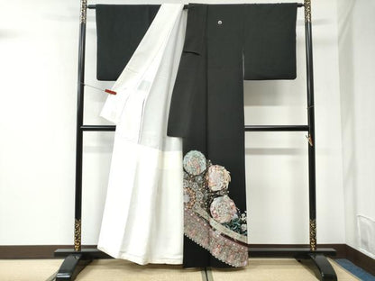 平和屋着物●豪華黒留袖　鳳凰更紗花唐草文　金銀彩　正絹　逸品　CABI2510yc