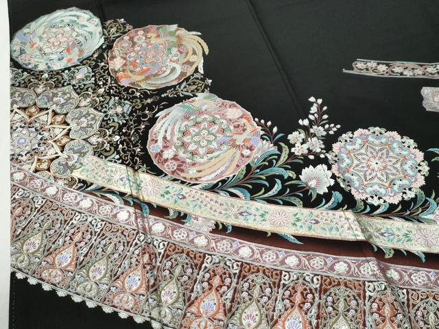 平和屋着物●豪華黒留袖　鳳凰更紗花唐草文　金銀彩　正絹　逸品　CABI2510yc