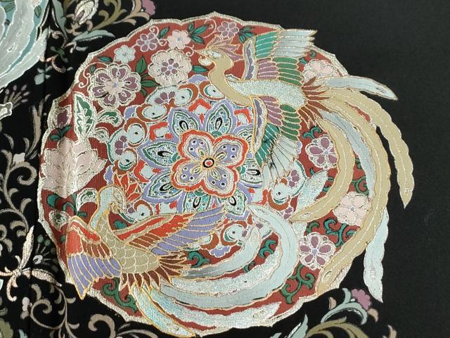 平和屋着物●豪華黒留袖　鳳凰更紗花唐草文　金銀彩　正絹　逸品　CABI2510yc