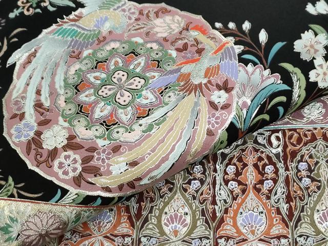 平和屋着物●豪華黒留袖　鳳凰更紗花唐草文　金銀彩　正絹　逸品　CABI2510yc