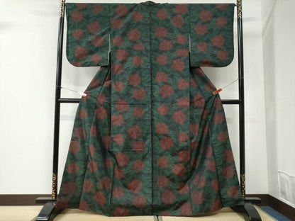 平和屋着物●本場大島紬　薔薇　正絹　逸品　CABI2511yc