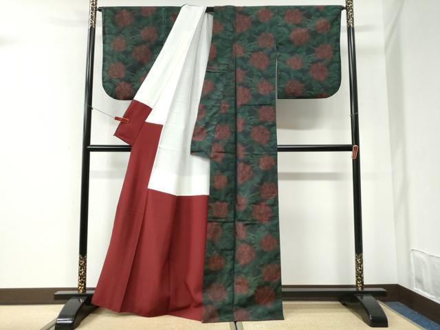 平和屋着物●本場大島紬　薔薇　正絹　逸品　CABI2511yc