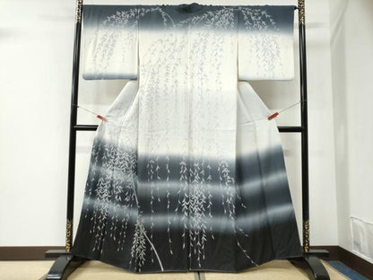 平和屋着物●訪問着　枝垂れ柳　暈し染め　正絹　逸品　CABI2512yc