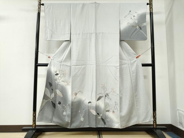 平和屋着物●訪問着　枝花文　暈し染め　金彩　正絹　逸品　CABI2513yc