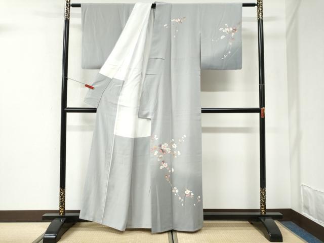 平和屋着物●京加賀友禅　百貫達雄　訪問着　枝花文　暈し染め　正絹　逸品　CABI2514yc