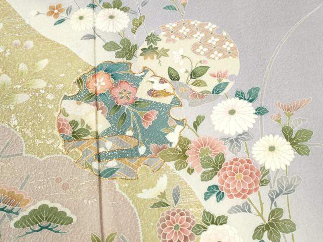 平和屋着物●訪問着　駒刺繍　雪輪草花文　暈し染め　金彩　正絹　逸品　未使用　CABI2515yc