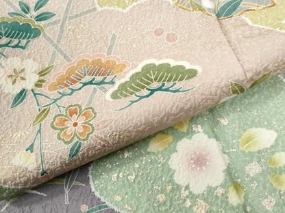平和屋着物●訪問着　駒刺繍　雪輪草花文　暈し染め　金彩　正絹　逸品　未使用　CABI2515yc